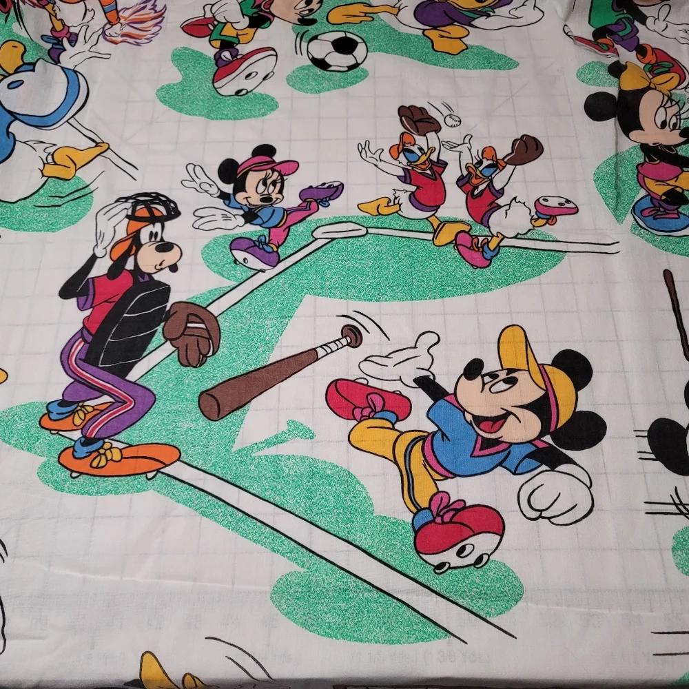 Vintage 1980's Disney Mickey Sports Twin Flat and‎ Fitted Sheets |Mickey Mouse